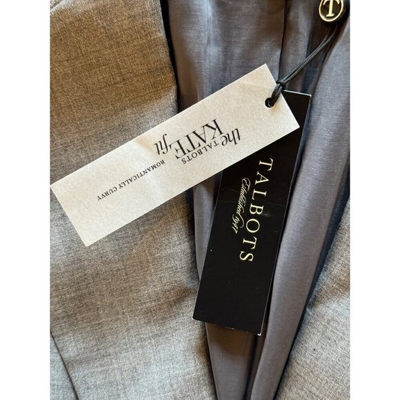 Talbots Blazer Women 2 Gray Wool Blend Single Breasted One Button Close Kate Fit - Picture 9 of 12